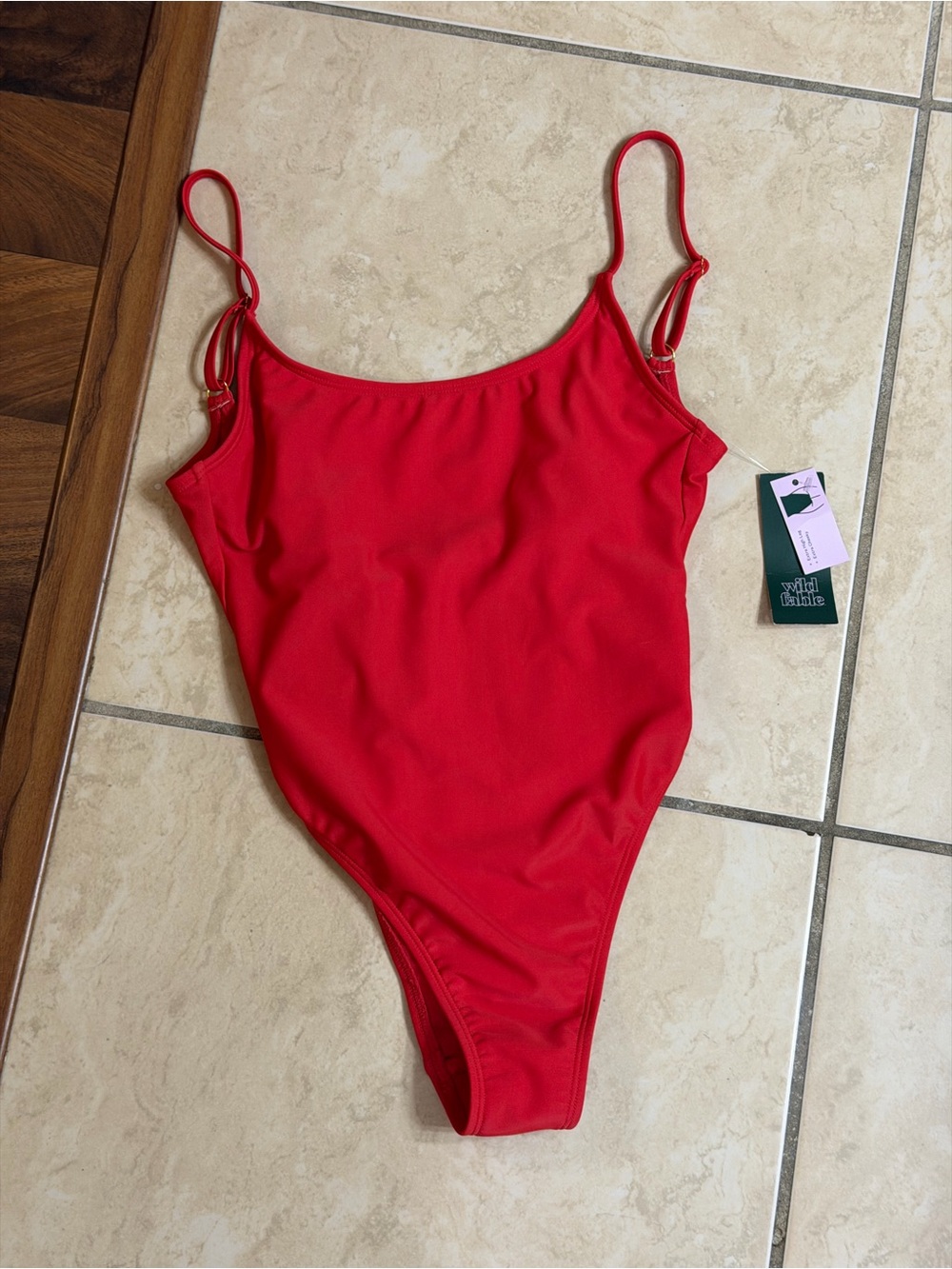 wild fable Bright Red Scoop Neck One-Piece Swimsuit